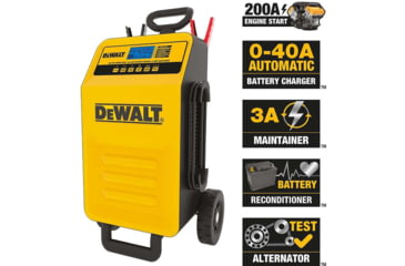Image of DeWALT 40 Amp Professional Rolling Battery Charger, 3 Amp Maintainer With 200 Amp Engine Start, Yellow/Black, DXAEC200