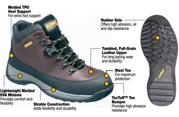 Image of Features of DeWALT Work Boots Bevel Bark Steel Toe 2010-08