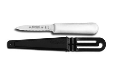 Image of Dexter Outdoors Sani-Safe 3in Dexsteel Blade Net, Twine, Line Carded Knife With Sheath, White Handle, NTL24C