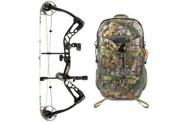 Image of Diamond Edge SB-1 Bow Package, Black 70 lb. RH, A12698 W/ Vanguard Xl Hunting Backpack-Realtree Camo, DIA1272-KIT3