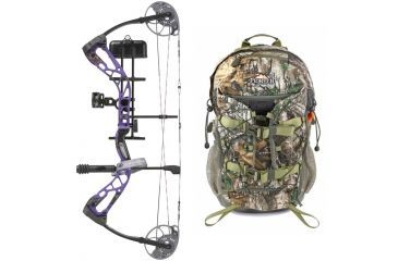 Image of Diamond Edge SB-1 Bow Package, Purple Blaze 70 lb. LH, A12701 W/ Vanguard L Hunting Backpack-Realtree Camo