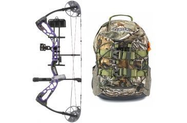 Image of Diamond Edge SB-1 Bow Package, Purple Blaze 70 lb. LH, A12701 W/ Vanguard Xl Hunting Backpack-Realtree Camo, DIA1275-KIT1