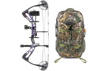 Image of Diamond Edge SB-1 Bow Package, Purple Blaze 70 lb. RH, A12700 W/ Vanguard Xl Hunting Backpack-Realtree Camo, DIA1274-KIT3