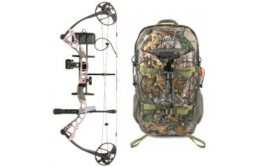 Image of Diamond Infinite Edge Pro Pkg., Pink 13-31in. 70lb RH, A12491 W/ Vanguard Xl Hunting Backpack-Realtree Camo, DIA1244-KIT3