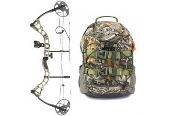 Image of Diamond Prism Bow Package, Blue 18-30 in. 5-55 lbs. RH, A12706 W/ Vanguard Xl Hunting Backpack-Realtree Camo, DIA1260-KIT1
