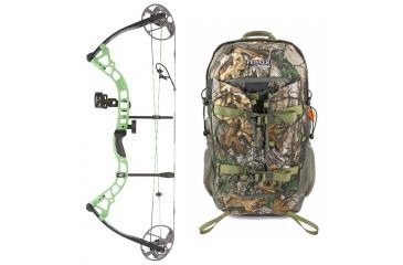 Image of Diamond Prism Bow Package, Green 18-30 in. 5-55 lbs. RH, A12702 W/ Vanguard Xl Hunting Backpack-Realtree Camo, DIA1262-KIT3