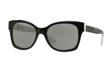 Image of DKNY DY4132 Sunglasses 362787-55 - Black/White Frame, Grey Solid Lenses