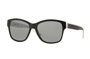 Image of DKNY DY4134 Sunglasses 362787-57 - Black/White Frame, Grey Solid Lenses