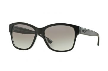 Image of DKNY DY4134 Sunglasses 369311-57 - Black/Teal Frame, Grey Gradient Lenses