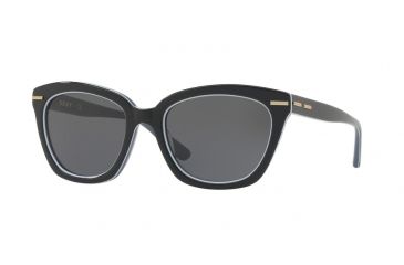 Image of DKNY DY4142 Sunglasses 372087-53 - Black/White Frame, Grey Solid Lenses