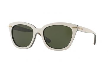 Image of DKNY DY4142 Sunglasses 372171-53 - White/Black Frame, Green Solid Lenses