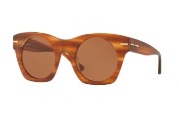 Image of DKNY DY4148 Sunglasses 372873-48 - Matte Brown Horn Frame, Amber Solid Lenses