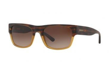 Image of DKNY DY4150 Sunglasses 374513-54 - Matte Amber Horn Frame, Brown Gradient Lenses