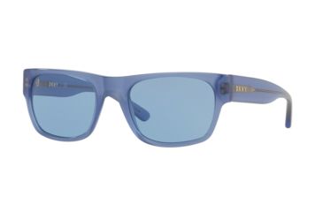 Image of DKNY DY4150 Sunglasses 376972-54 - Blue / Transparent Frame, Light Blue Solid Lenses