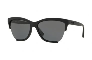 Image of DKNY DY4155 Sunglasses 368887-58 - Rubber Black Frame, Grey Solid Lenses