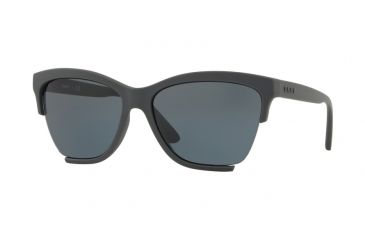 Image of DKNY DY4155 Sunglasses 377887-58 - Rubber Dark Gray Frame, Blue Grey Solid Lenses