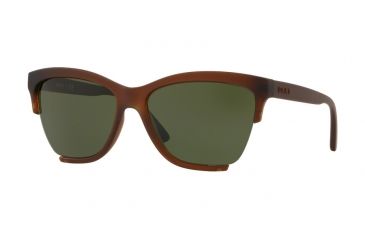 Image of DKNY DY4155 Sunglasses 378071-58 - Rubber Amber Transparent Frame, Green Solid Lenses