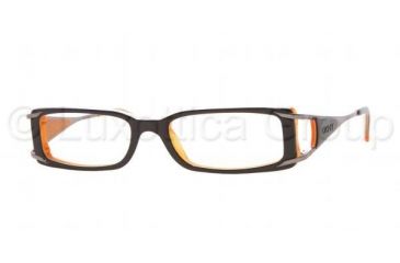 Image of DKNY DY4556 Progressive Eyeglasses - Top Black On Orange Demo Lens Frame w/ 51 mm Diameter Lenses, 3274-5116