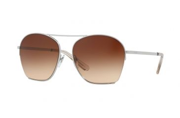 Image of DKNY DY5086 Sunglasses 125274-57 - Shiny Silver Frame, Light Brown Gradient Lenses