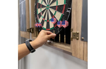 Image of DMI Dublin Bristle Dartboard Cabinet Set, Wood grain/Tan, D4600RTW