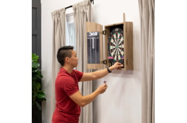 Image of DMI Dublin Bristle Dartboard Cabinet Set, Wood grain/Tan, D4600RTW
