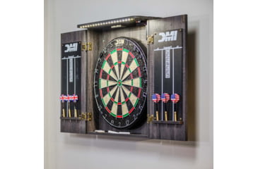 Image of DMI Paris Lighted Dartboard Cabinet Set, Rustic Grey, D4400W