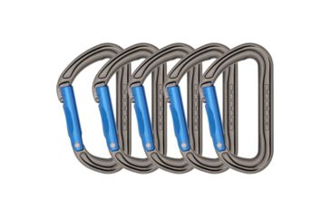 Image of DMM Shadow Straight 5 Pack Carabiners, Titanium/Blue, A301BL-P5