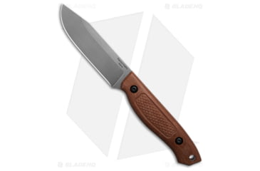 Image of Dogwood Custom Knives Echo-3 Fixed Blade Knife, 4.00in, CPM S35VN, Clip Point Blade, Micarta, Brown Handle, Cross Check, Brown/Gray, 8.75 inch, BHQ-198885