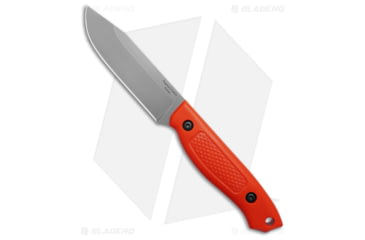 Image of Dogwood Custom Knives Echo-3 Fixed Blade Knife, 4.00in, CPM S35VN, Clip Point Blade, G-10, Orange Handle, Cross Check, Orange/Gray, 8.75 inch, BHQ-198887