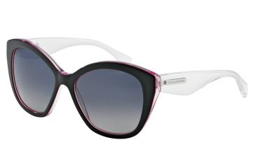 Image of Dolce&amp;Gabbana 3 LAYERS DG4220 Sunglasses 2794T3-55 - Black/pearl Fuxia/cryst Frame, Polar Grey Gradient Lenses