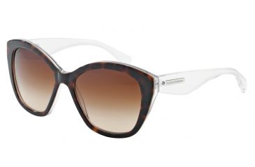 Image of Dolce&amp;Gabbana 3 LAYERS DG4220 Sunglasses 279513-55 - Havana/pearl White/cyryst Frame, Brown Gradient Lenses