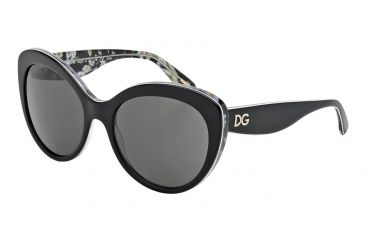Image of Dolce&amp;Gabbana ALMOND FLOWERS DG4236 Bifocal Prescription Sunglasses DG4236-284087-56 - Lens Diameter 56 mm, Frame Color Black Peach Flowers