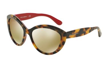 Image of Dolce&amp;Gabbana CONTEMPORARY DG4239 Single Vision Prescription Sunglasses DG4239-28936G-56 - Lens Diameter 56 mm, Frame Color Top Havana On Red