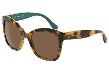 Image of Dolce&amp;Gabbana CONTEMPORARY DG4240 Sunglasses 289173-54 - Top Havana On Petroleum Frame, Brown Lenses