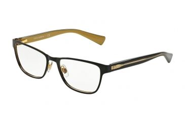 Image of Dolce&amp;Gabbana DG1273 Single Vision Prescription Eyeglasses 1268-53 - Top Black On Gold Frame