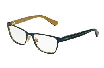 Image of Dolce&amp;Gabbana DG1273 Single Vision Prescription Eyeglasses 1271-53 - Top Petroleum On Gold Frame