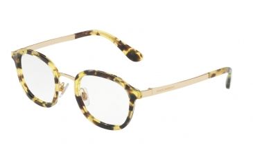 Image of Dolce&amp;Gabbana DG1296 Single Vision Prescription Eyeglasses 2969-48 - Yellow Havana Frame