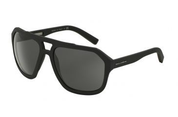 Image of Dolce&amp;Gabbana DG2146 Sunglasses 117987-60 - Black Rubber Frame, Grey Lenses
