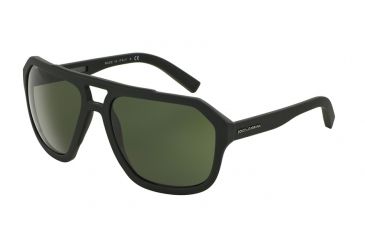 Image of Dolce&amp;Gabbana DG2146 Sunglasses 126571-60 - Green Rubber Frame, Dark Green Lenses