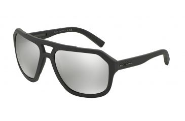 Image of Dolce&amp;Gabbana DG2146 Sunglasses 12676G-60 - Grey Rubber Frame, Light Grey Mirror Silver Lenses