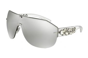 Image of Dolce&amp;Gabbana DG2150B Sunglasses 05/6G-37 - Silver Frame, Light Grey Mirror Silver Lenses