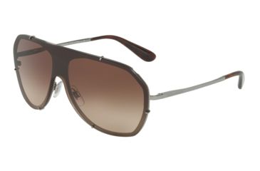 Image of Dolce&amp;Gabbana DG2162 Sunglasses 04/13-37 - Gunmetal Frame, Brown Gradient Lenses