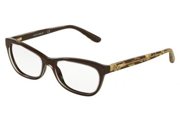 Image of Dolce&amp;Gabbana DG3221 Progressive Prescription Eyeglasses 2918-53 - Crystal On Brown Frame