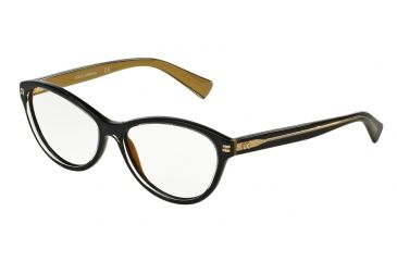 Image of Dolce&amp;Gabbana DG3232 Progressive Prescription Eyeglasses 2955-53 - Top Black On Gold Frame