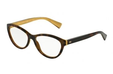 Image of Dolce&amp;Gabbana DG3232 Progressive Prescription Eyeglasses 2956-55 - Top Havana On Gold Frame