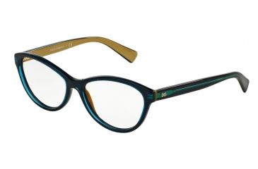 Image of Dolce&amp;Gabbana DG3232 Progressive Prescription Eyeglasses 2958-53 - Top Petroleum On Gold Frame