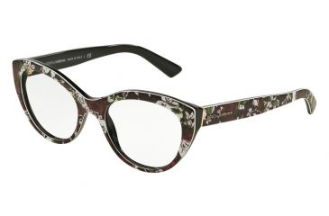 Image of Dolce&amp;Gabbana DG3246F Eyeglass Frames 3019-53 - Top Rose Print/black Frame