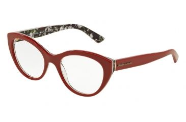 Image of Dolce&amp;Gabbana DG3246F Eyeglass Frames 3020-53 - Top Red/rose Print Frame