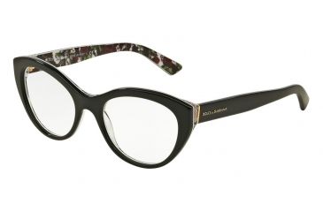 Image of Dolce&amp;Gabbana DG3246F Eyeglass Frames 3021-53 - Top Black/rose Print Frame