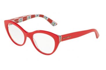 Image of Dolce&amp;Gabbana DG3246F Eyeglass Frames 3129-53 - Red On Mambo Print Frame